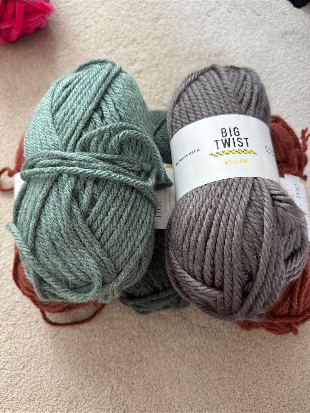 Big Twist Mellow Yarn - Sage Green and Taupe by HUE